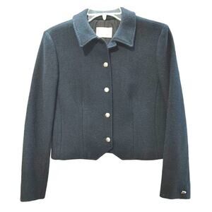 Pendleton Petite Woolen Mills Blazer Jacket Long Sleeve Pure Wool Black Women S